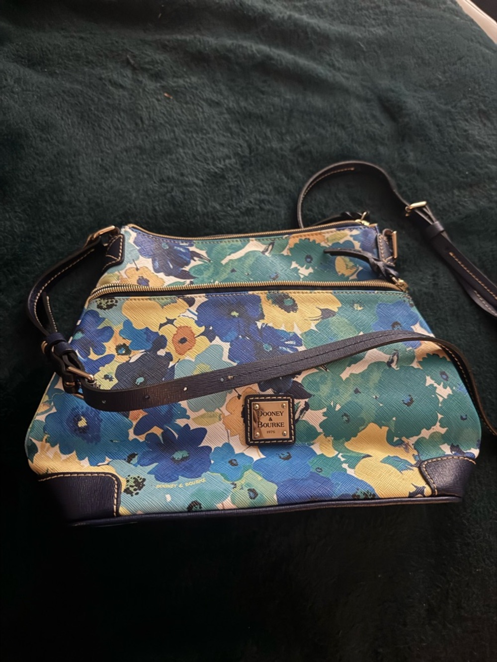Dooney & Bourke Blue Green Yellow Floral Crossbody